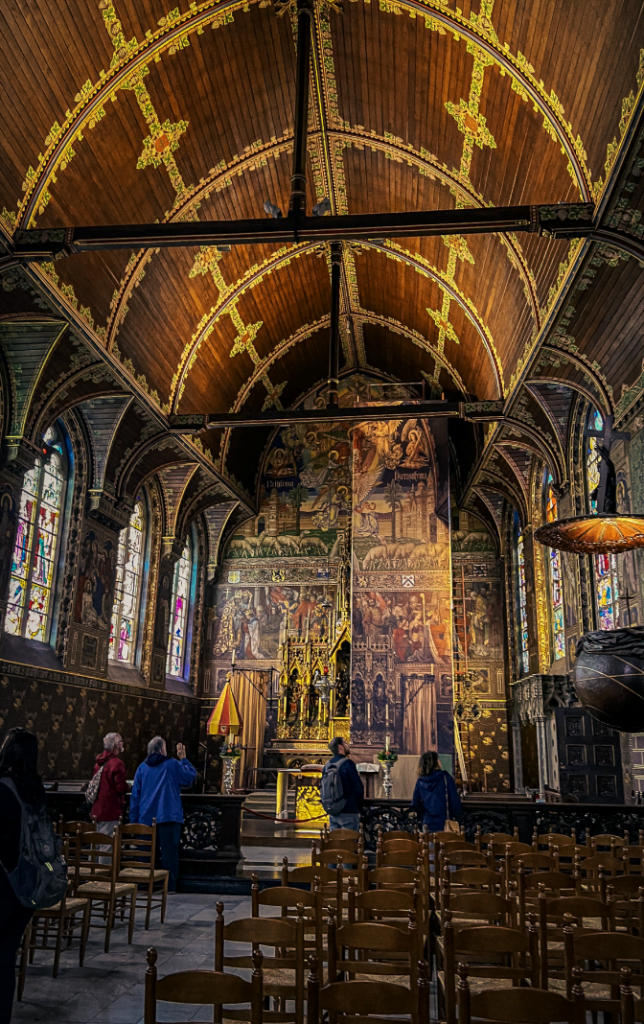The inside of Basilica of the Holy Blood in Bruges.