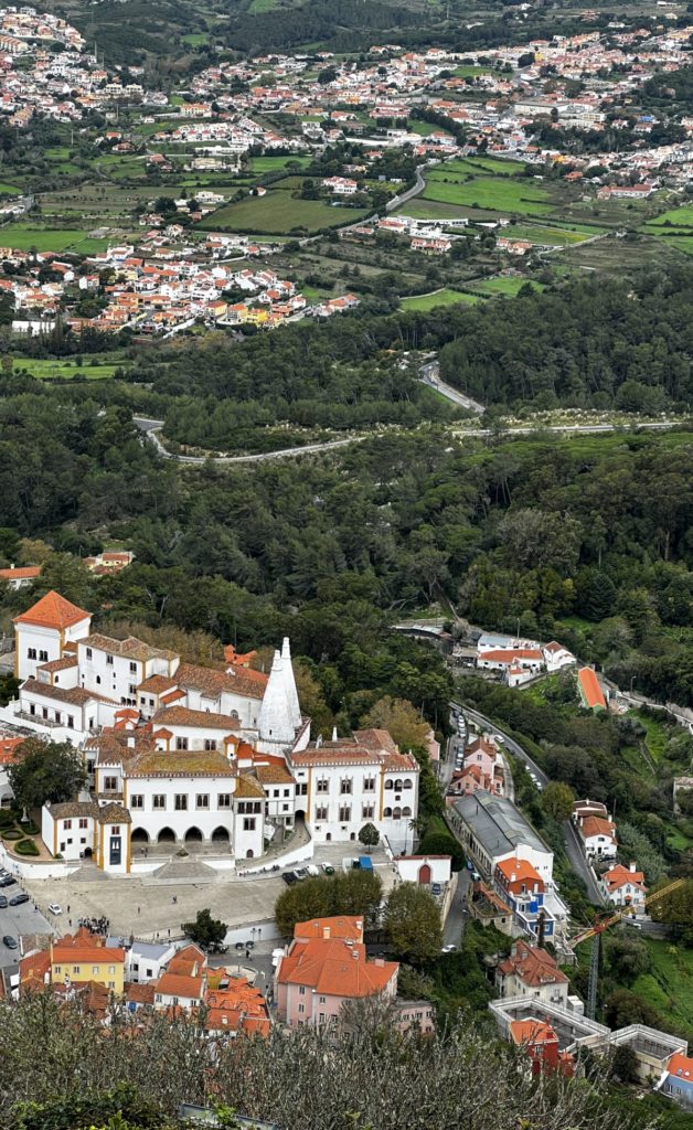 An aerial view of a palace in Sintra.