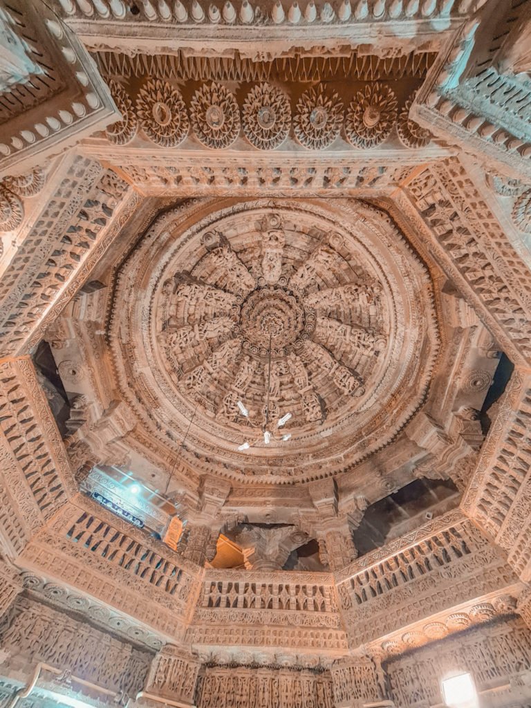 A ceiling of a jain temple in Jaisalmer Fort.