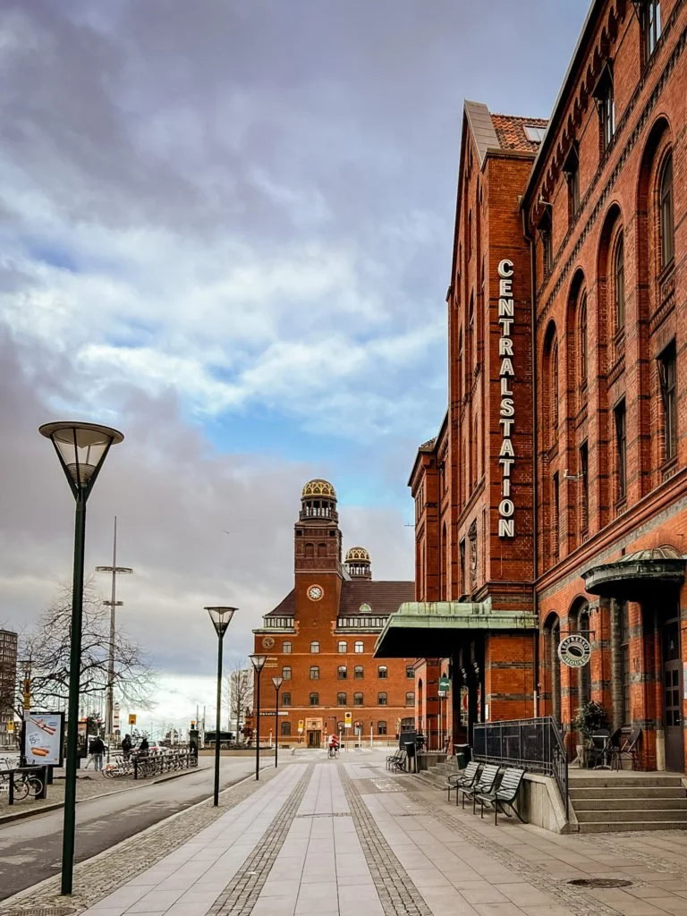 The Malmo Central train station from the side.