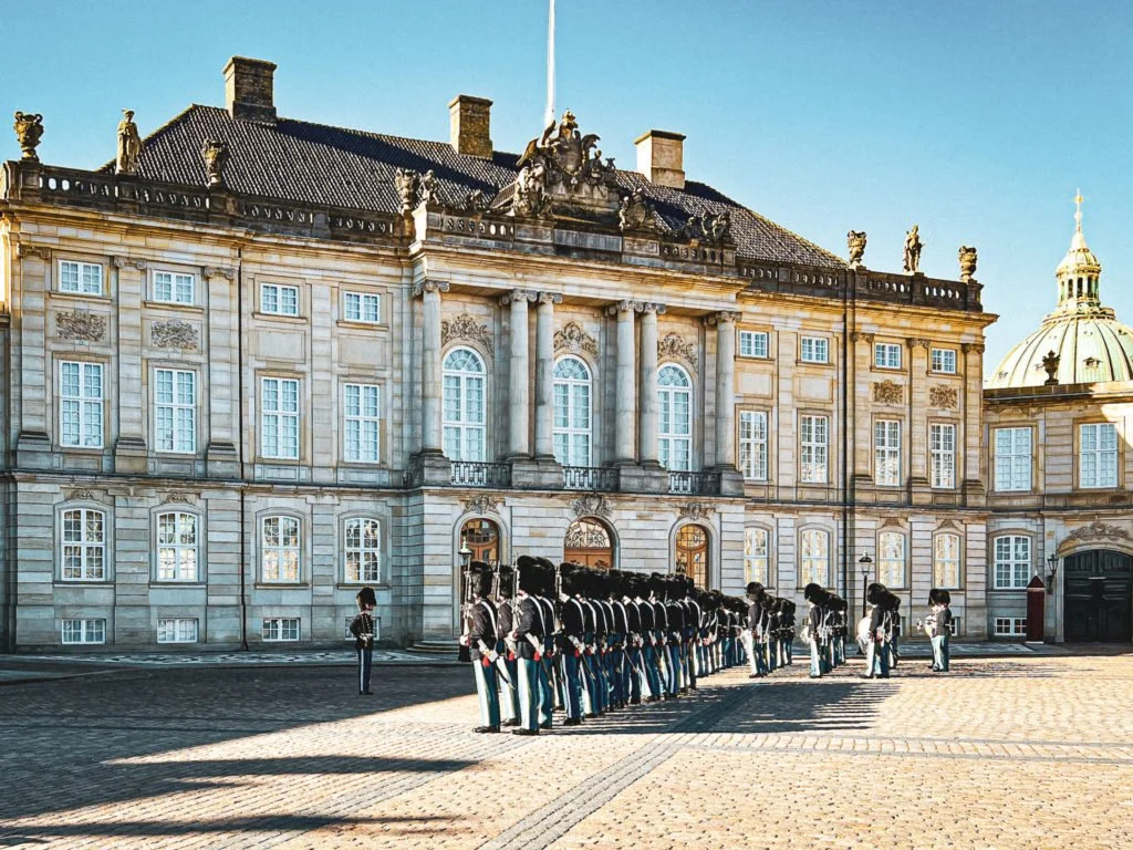 The Royal Guards during the changing of guards ceremony in Copenhagen.