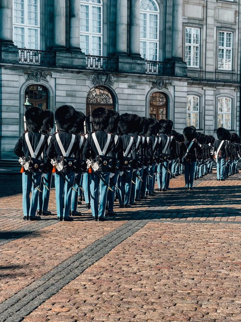 The Royal Guards during the changing of guards ceremony in Copenhagen.