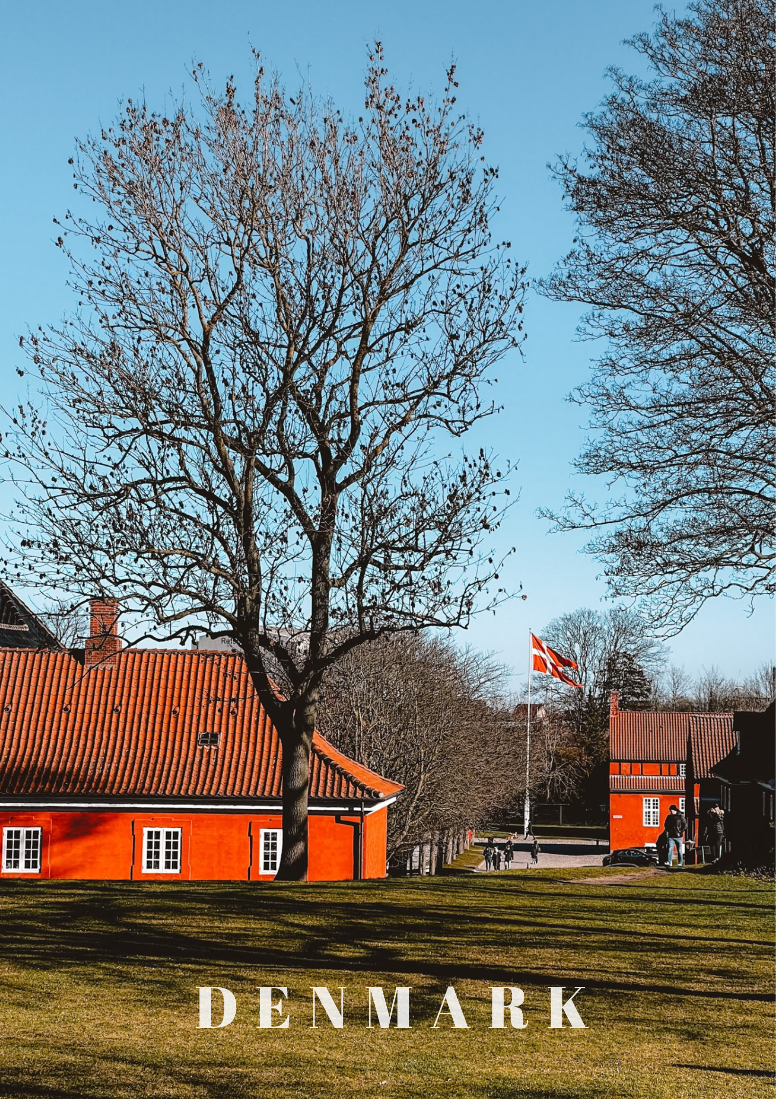 A part of the Kastellet in Copenhagen with the Denmark Flag.