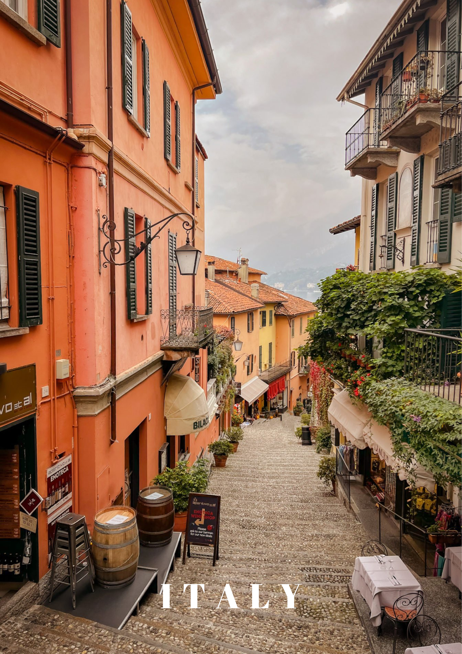 A popular street in the town of Bellagio in Lake Como.