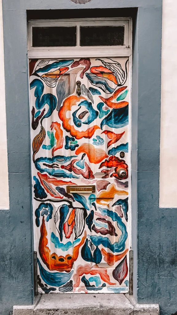 A colorful door in Rua de Santa Maria in Funchal, Madeira.