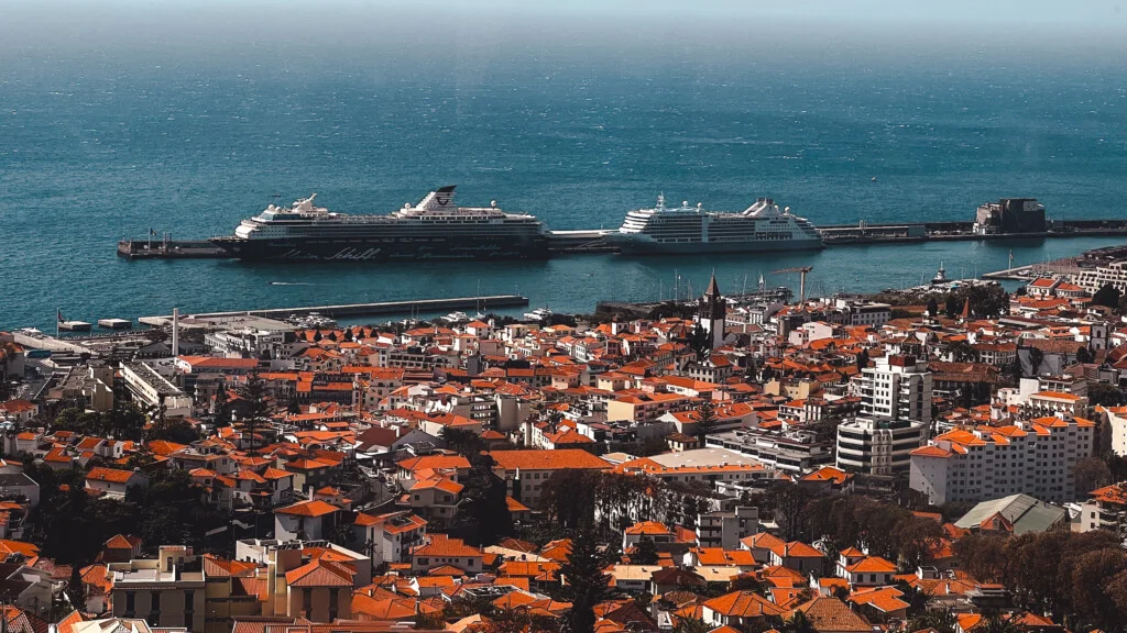 A couple of docked cruise ships in Funchal, Madeira.