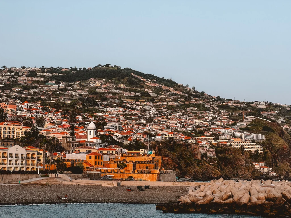 The city of Funchal in Madeira from the sea.
