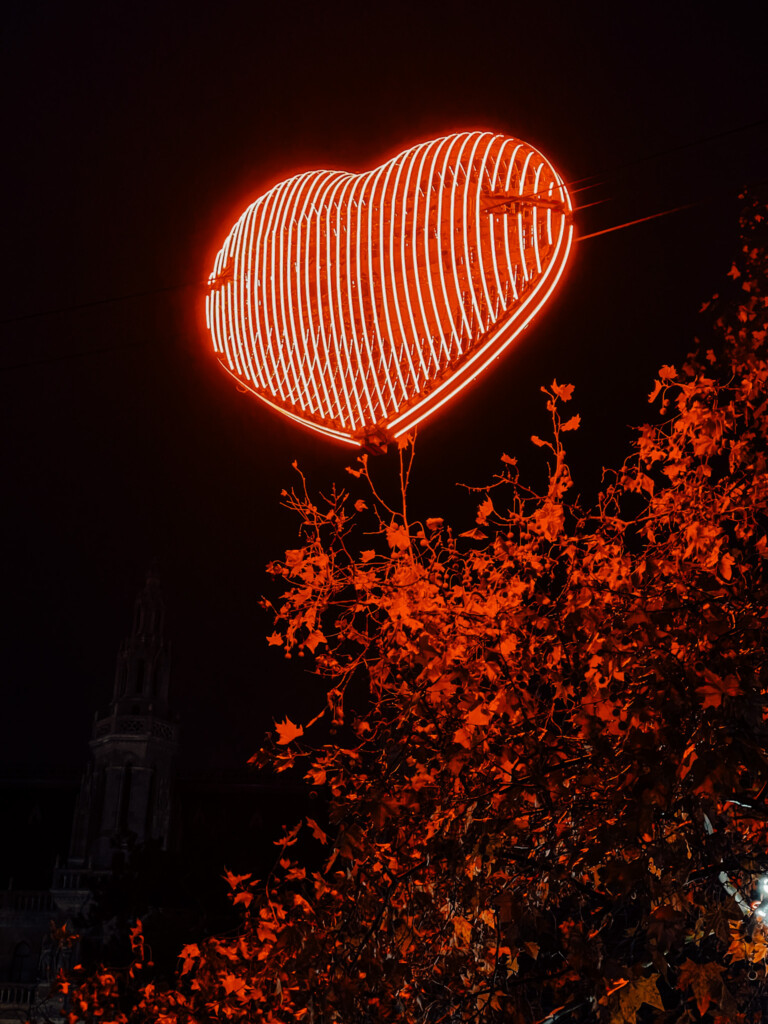 The beating heart decoration in Rathausplatz Christkindlmarkt in Vienna.