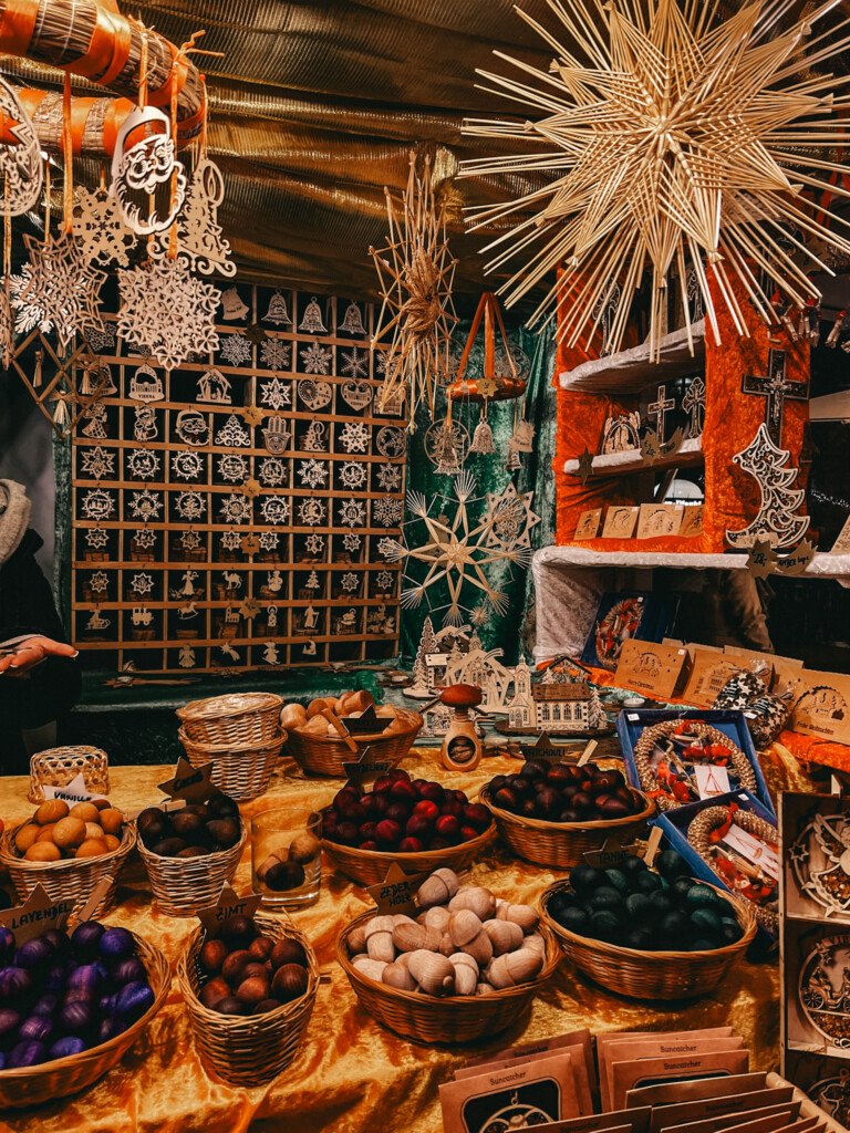 A Christmas market stall in Maria Theresien Square in Vienna.
