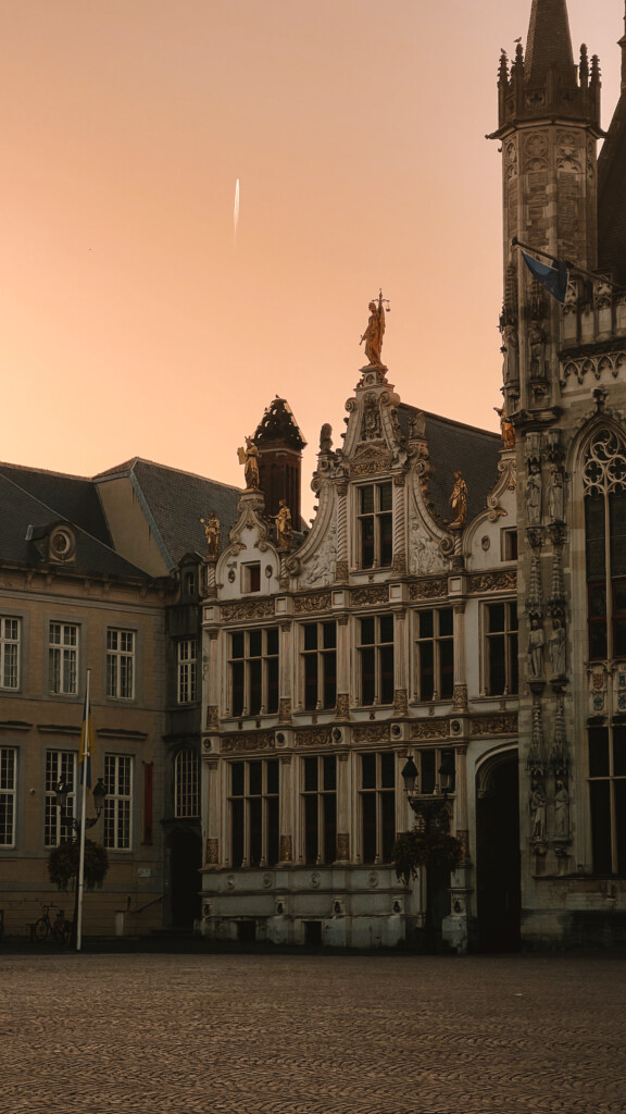 De Burg (Burg Square) during golden hour in Bruges, Belgium.