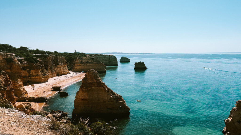 View of the Marinha Beach from the Seven Hanging Valleys Trail in the Algarve.