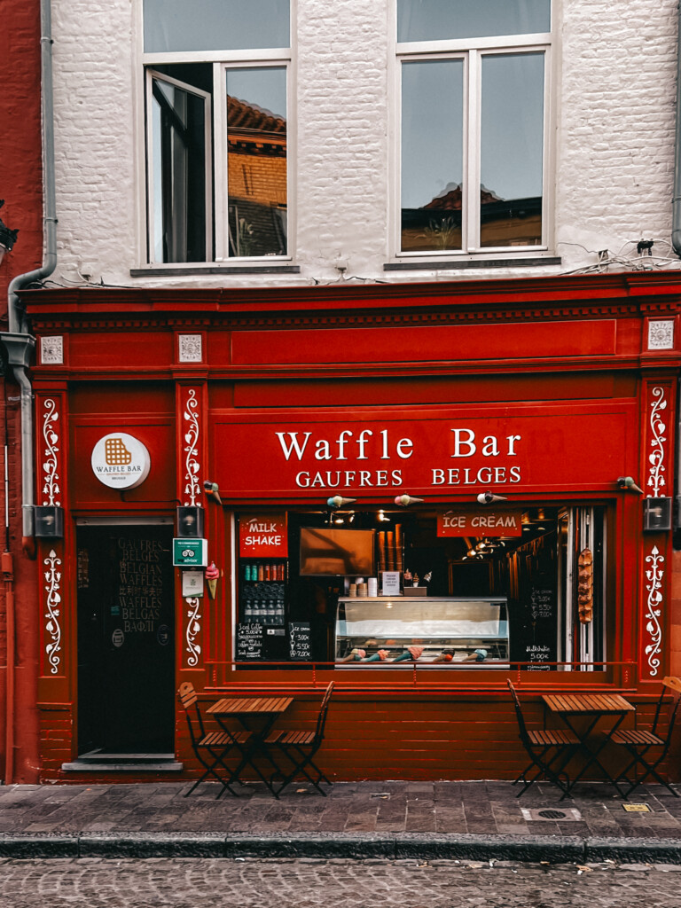 Waffle Bar in Bruges, Belgium.