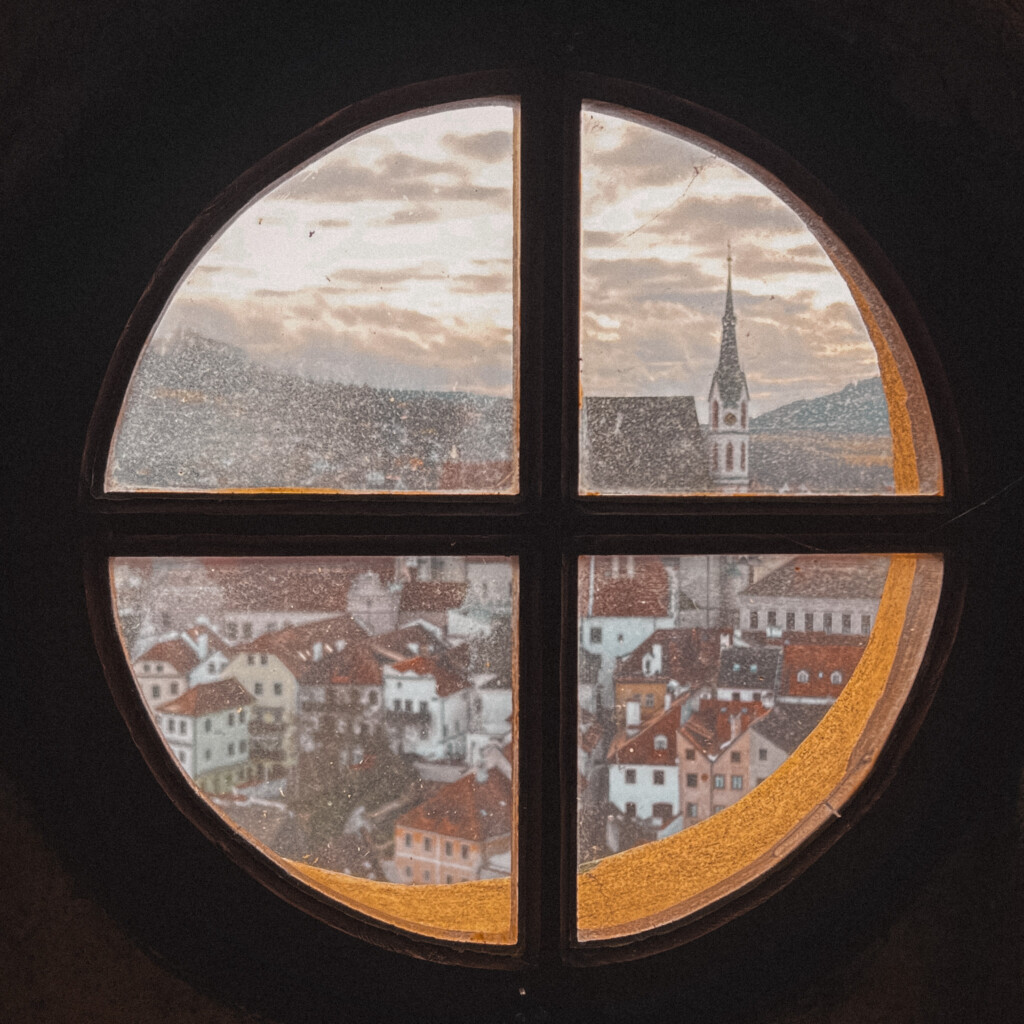 The view of Český Krumlov from a window.