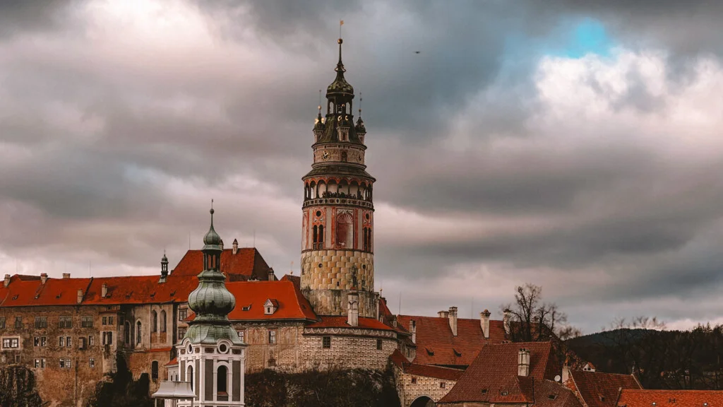 View of Český Krumlov's castle from Vyhlídková Terasa.