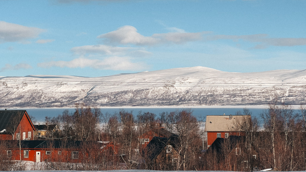 The village of Abisko with the Scandes in the distance.