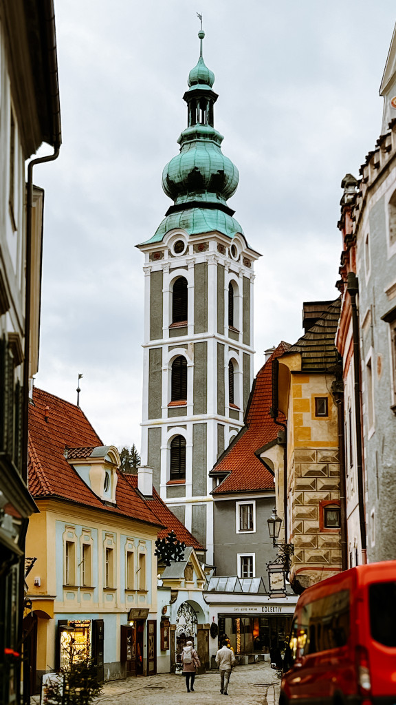 View of St. Jost Church from Latrán in Český Krumlov.